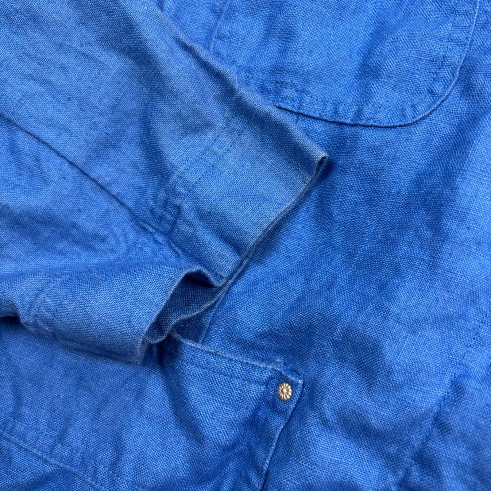 Real Comfort Chadwick’s Women’s 12P Blue 100% Linen Utility Jacket Lagenlook