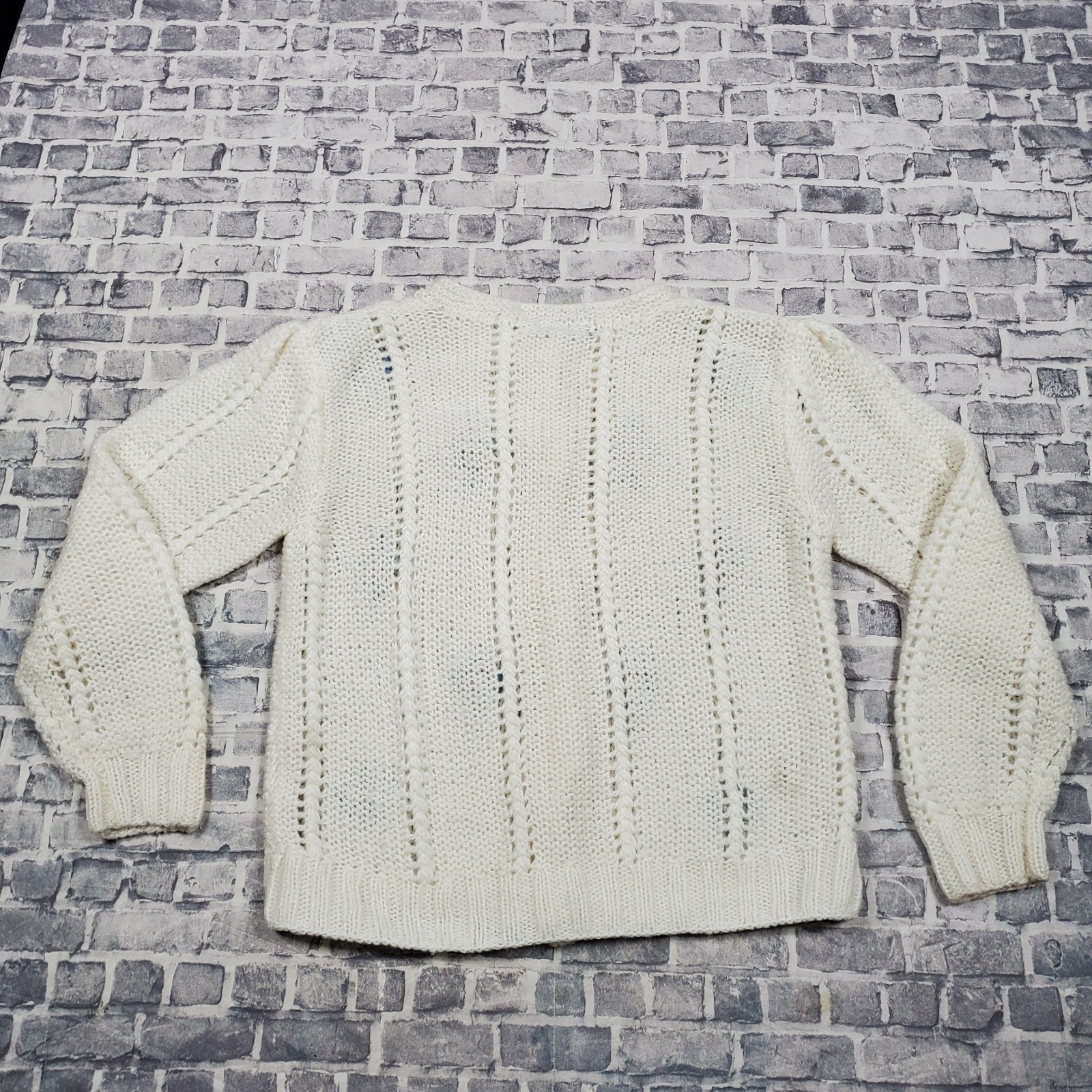 Vtg Hand Knit Sweater Cardigan Womens Small Lady Van Heusen Grandma Cottagecore