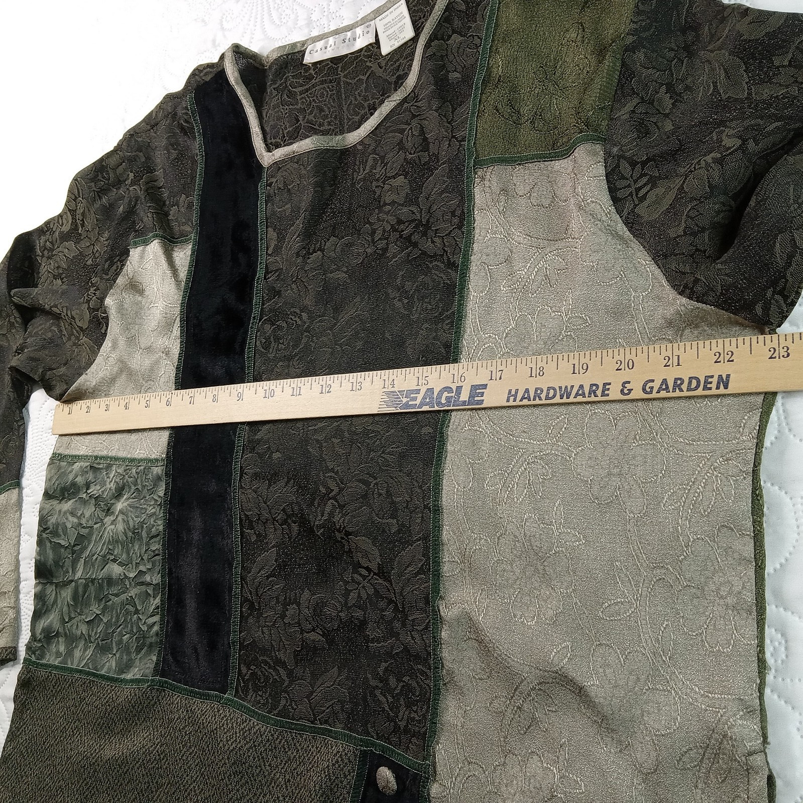 Casual Studio Blouse XL Pullover Tapestry-Inspired Patchwork Gothic Boho Vtg 90s