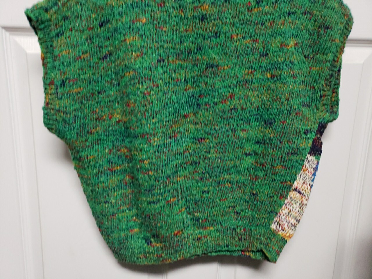 Vtg Woman 70’s Sweater Size S Blue Red Green Yellow Beige Cap Sleeve