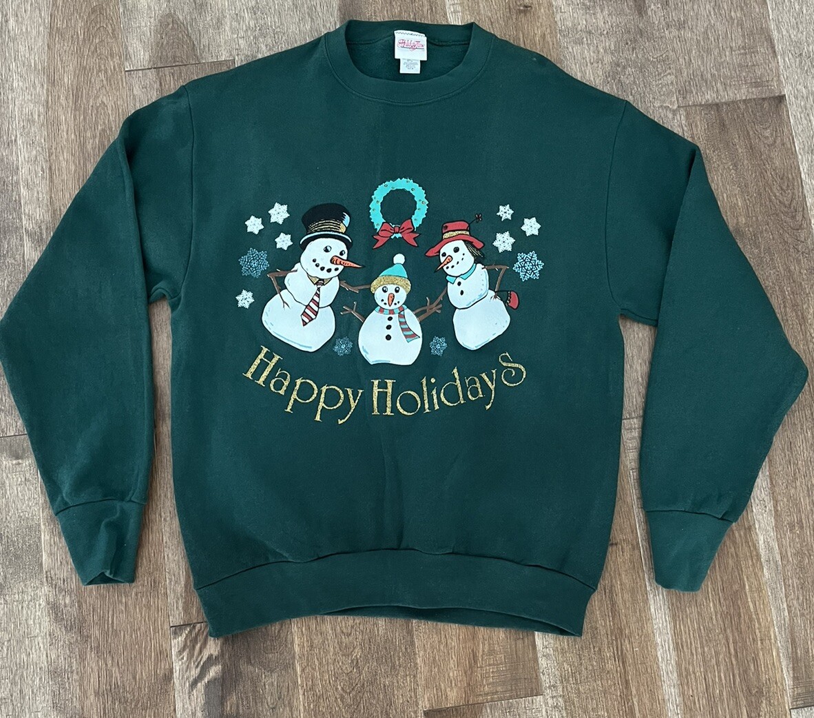Vintage Women’s Christmas Holiday Sweatshirt Size M Textured Snowman 90s
