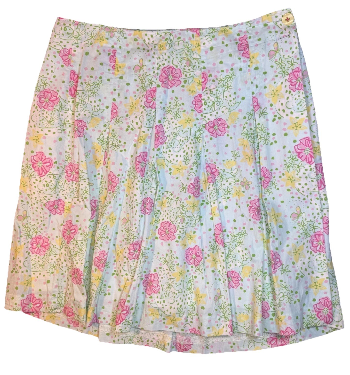 Vintage LILLY PULITZER White Label Pleated Meadow Skirt Sz 14 Summer Floral