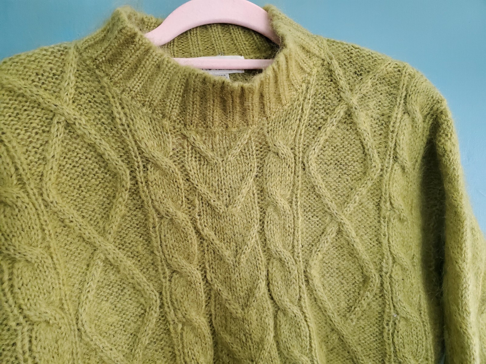Vintage 1980s Limited Express green mohair cable knit sweater small