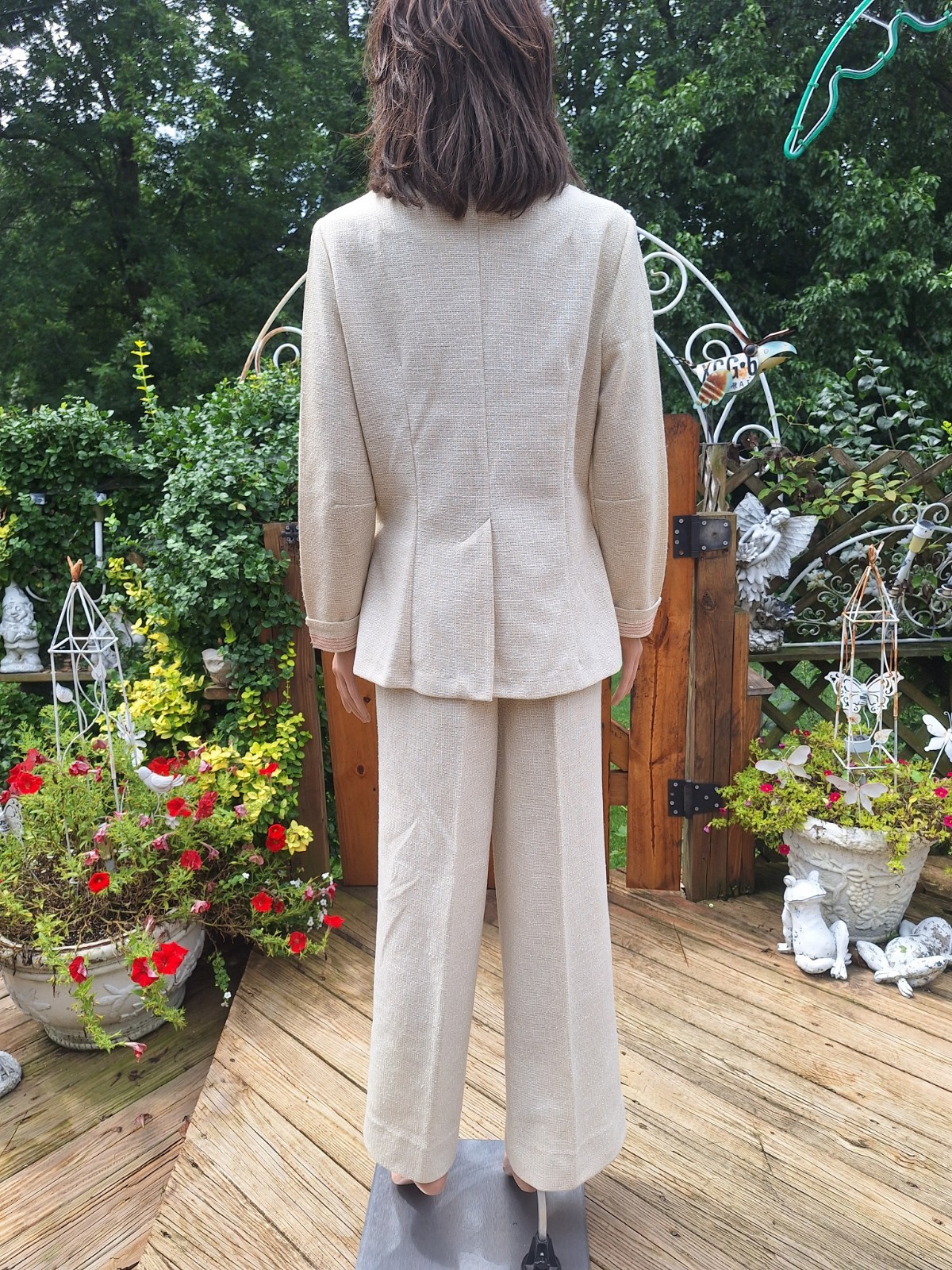 True VTG Mid-century Mod 1970s JCPenney 2 Piece Bell Bottom Pant Suit Blazer M