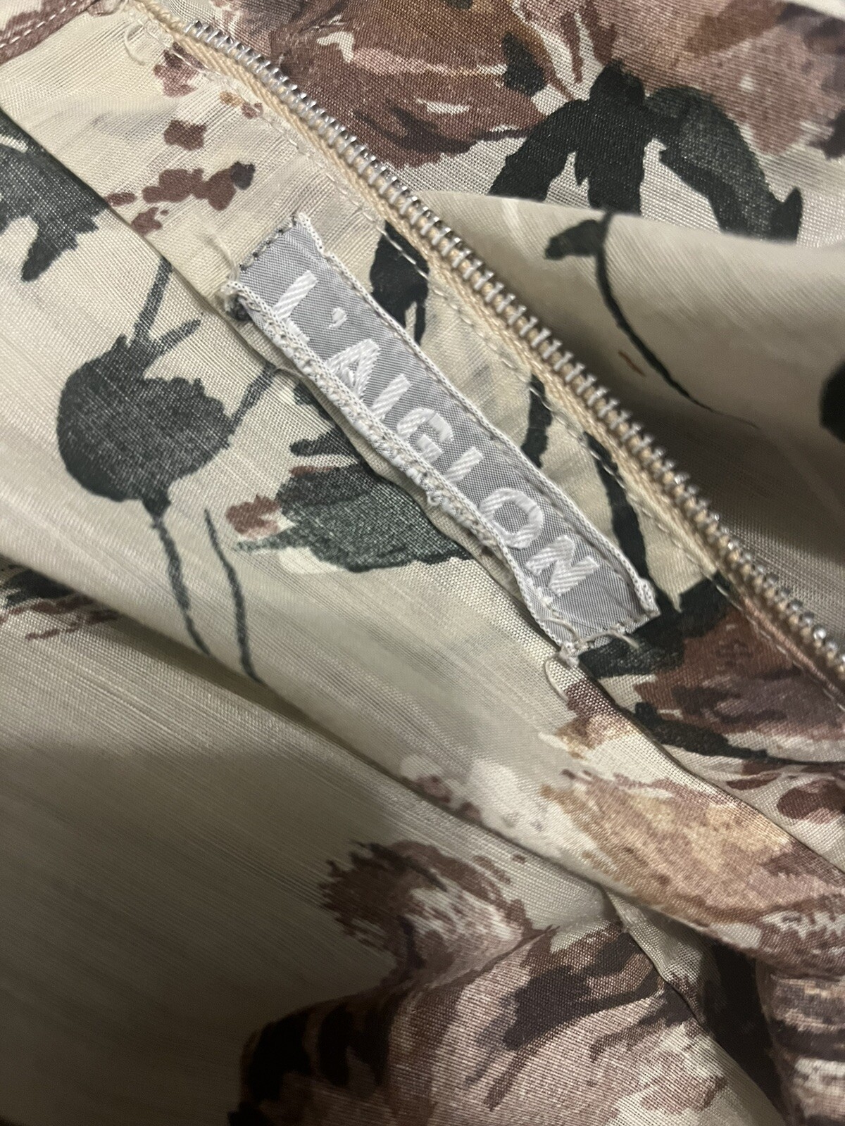 Vintage 50s Floral Fall Fit and Flare Beige Country Dress by L’aiglon