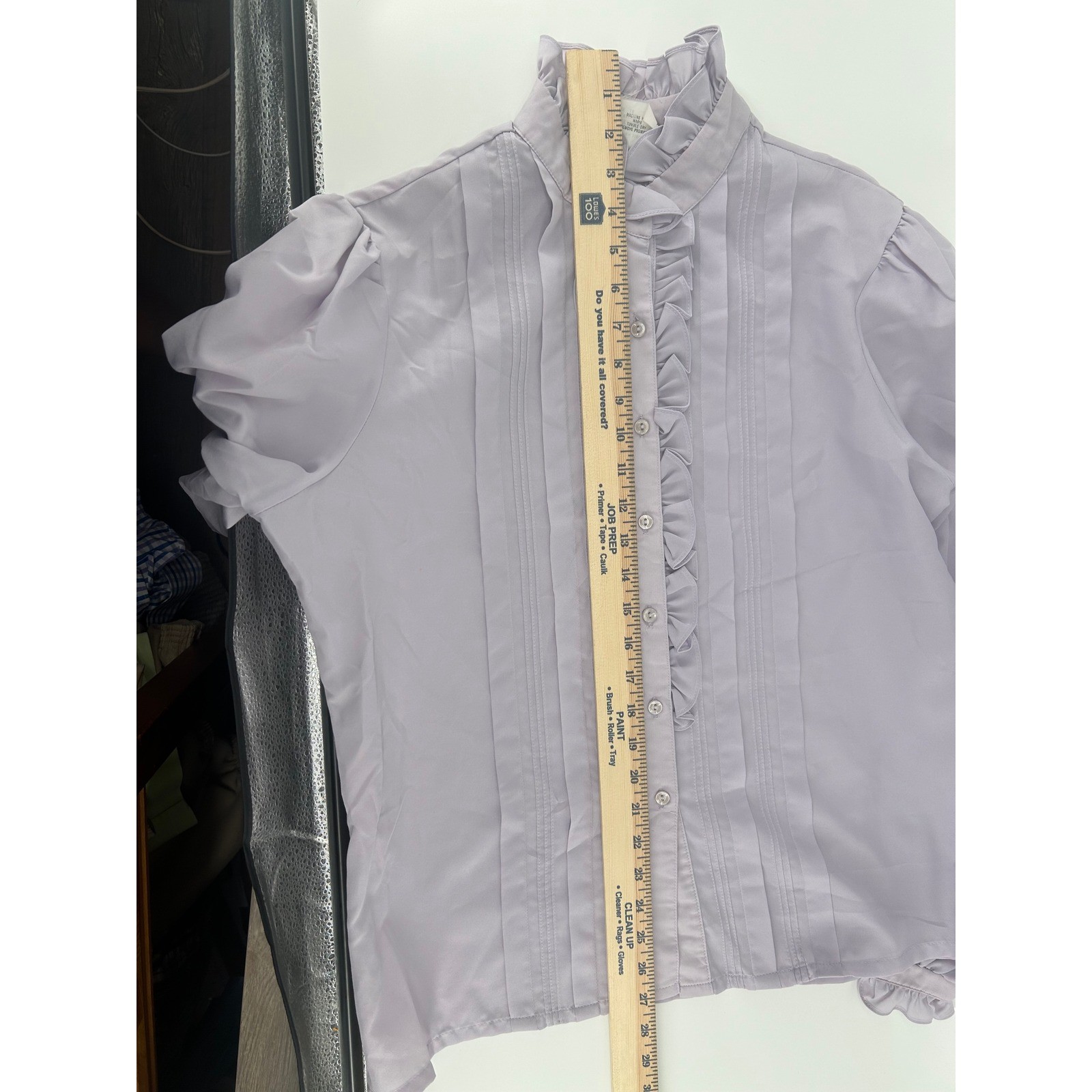 Vintage Donnkenny Lavender Ruffle Pintuck Blouse Victorian Purple Top Size 18