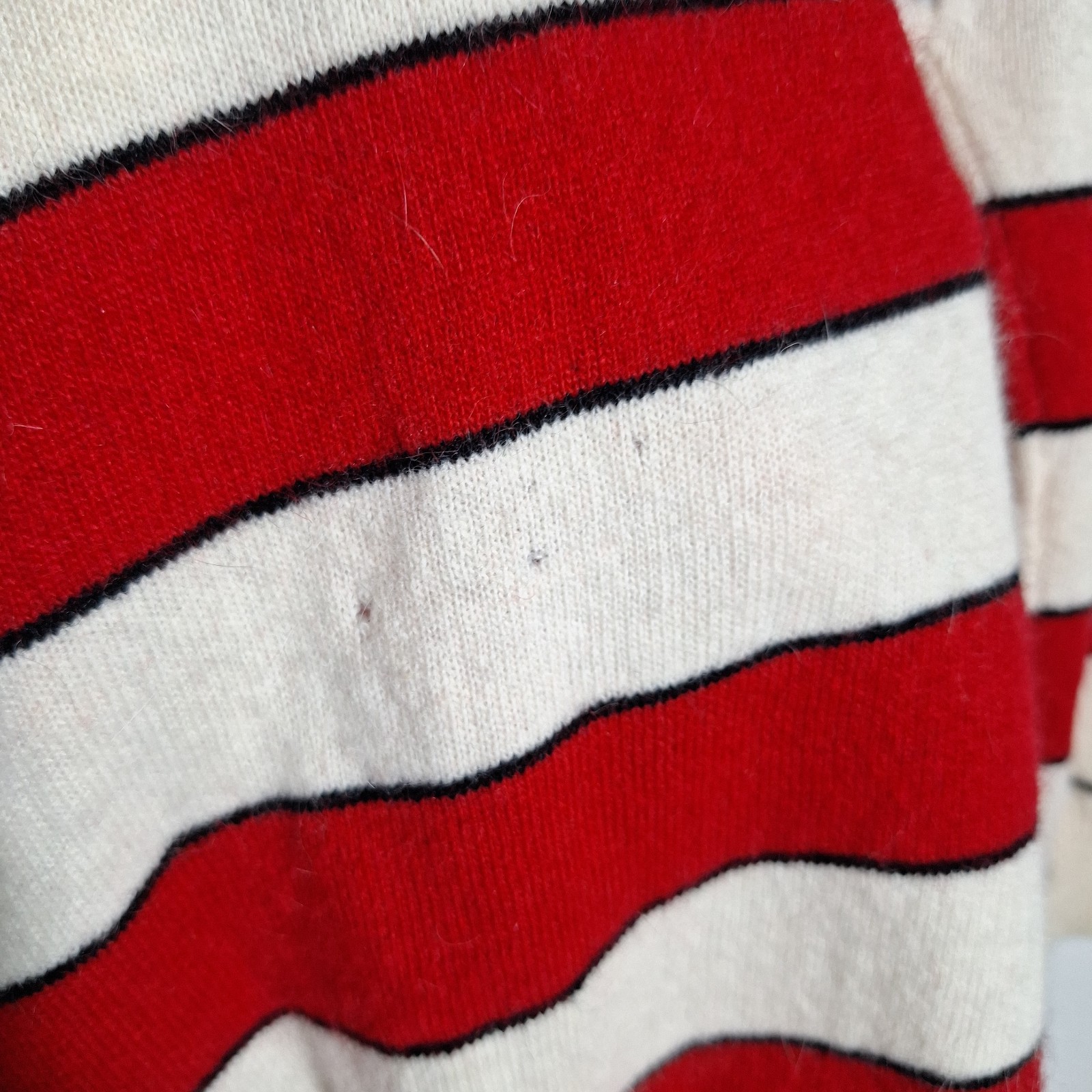 VTG Casual Corner Angora Lambswool Striped Sweater NWT Deadstock Crop Scoop M