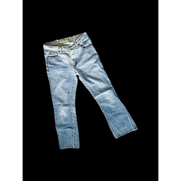 Vintage 90s Paris Blues Made in USA Light Wash Flare Jeans Worn Faded Size 5