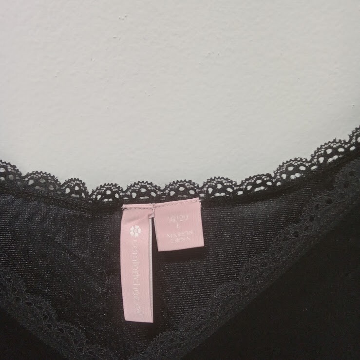 NWOT Comfort Choice Black Nylon Lace Trim Slip Size Large (18/20)