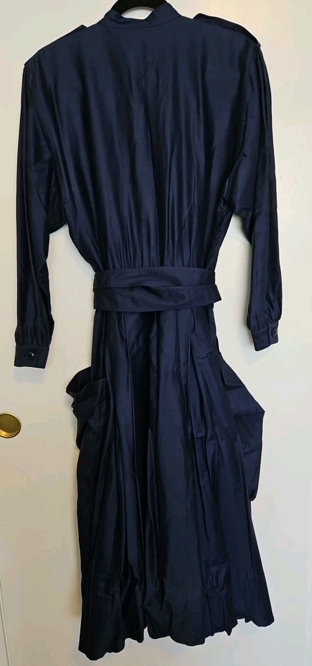 Michel Sungari Paris Vintage Blue Fitted Waist Trench Style Women’s Dresses Eu40