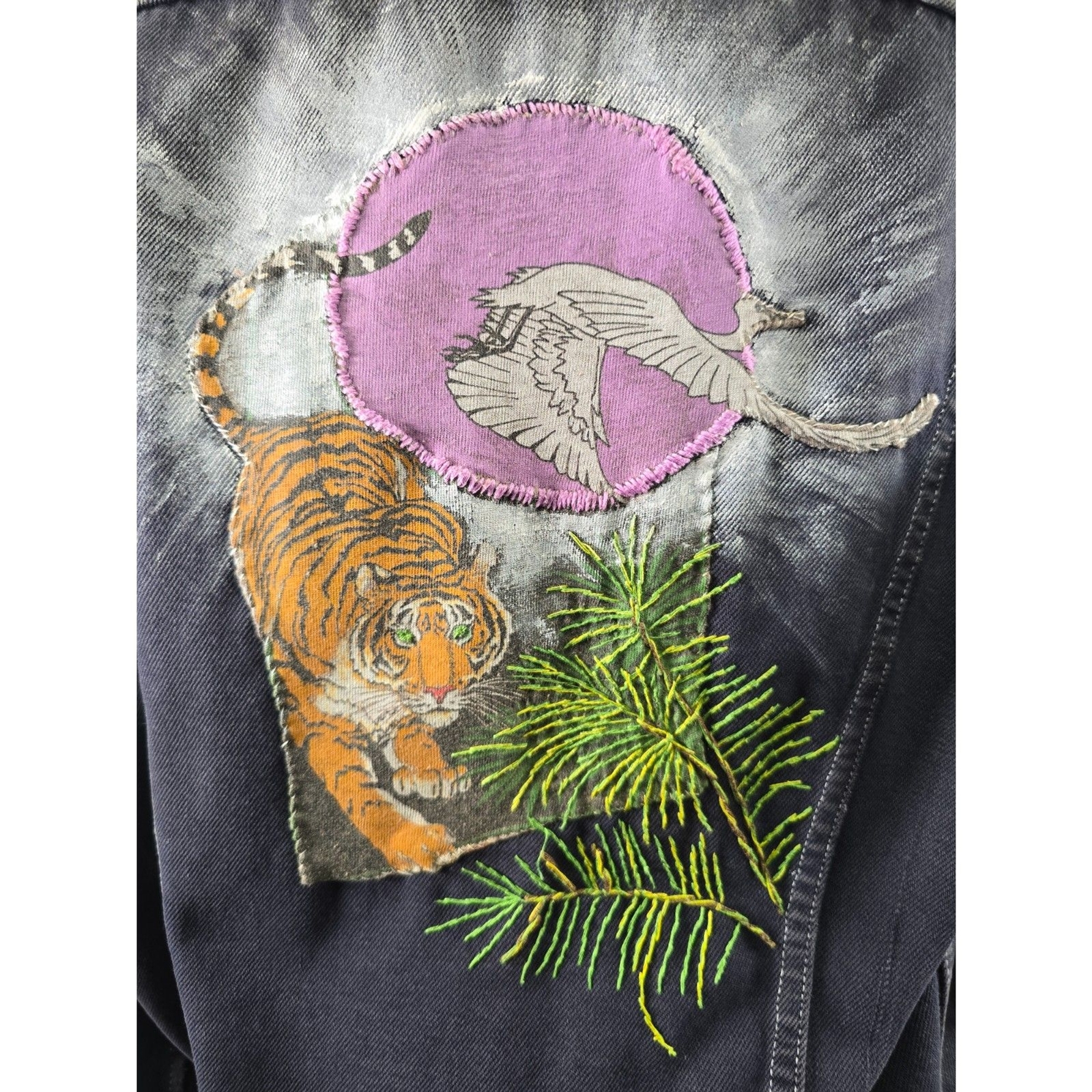 Custom Distressed Denim Levis Trucker Jacket Jean 90s Grunge Patchwork Painted