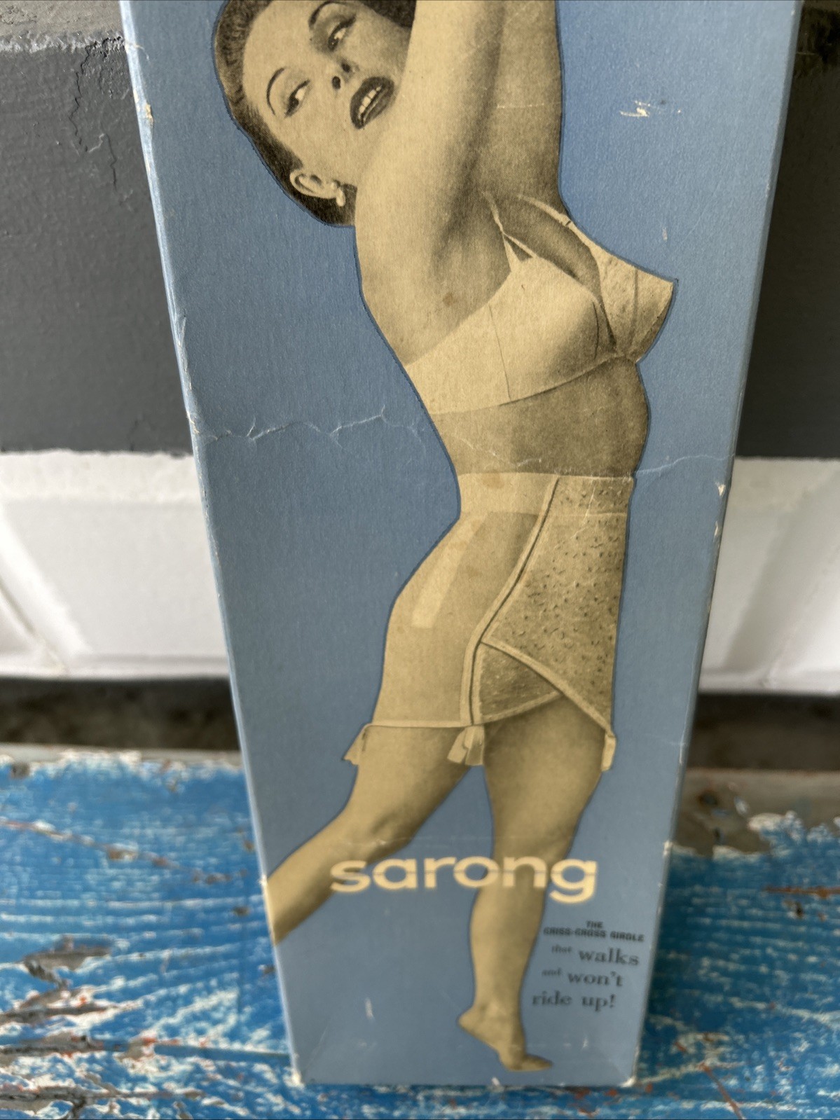 Girdle Box Only 1950s Criss Cross Lingerie Vintage Great Graphics Sarong