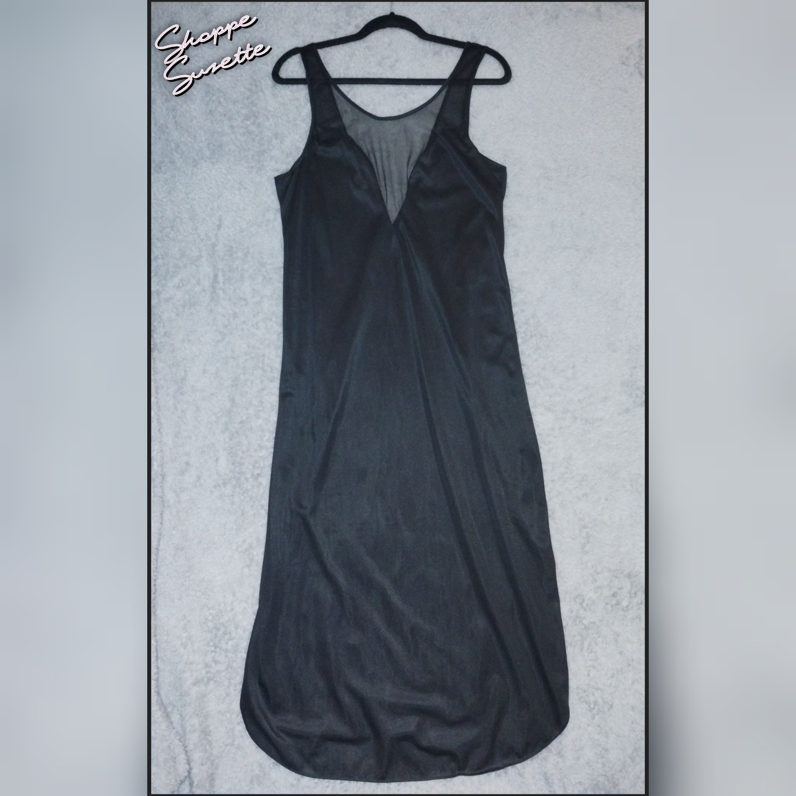 Sedú Vintage Y2K Black 100% Nylon Mesh Whimsigoth Slip Dress Size XL