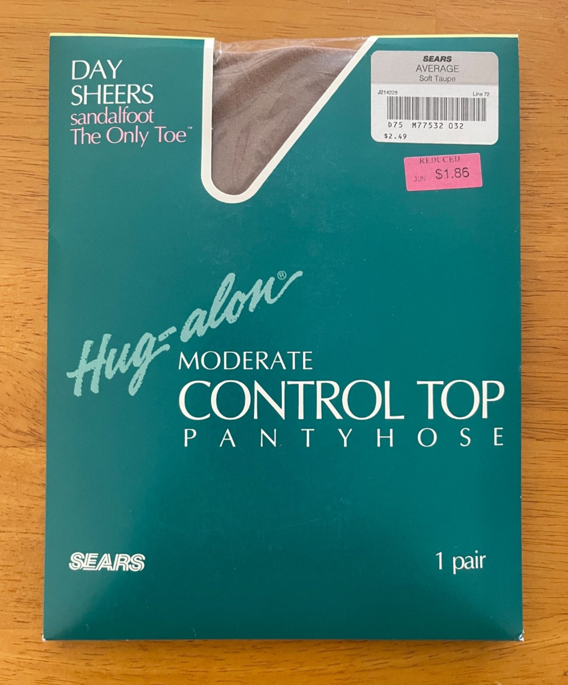 Vintage HUG-ALON Moderate Control Top PANTYHOSE Day Sheers AVERAGE Soft Taupe