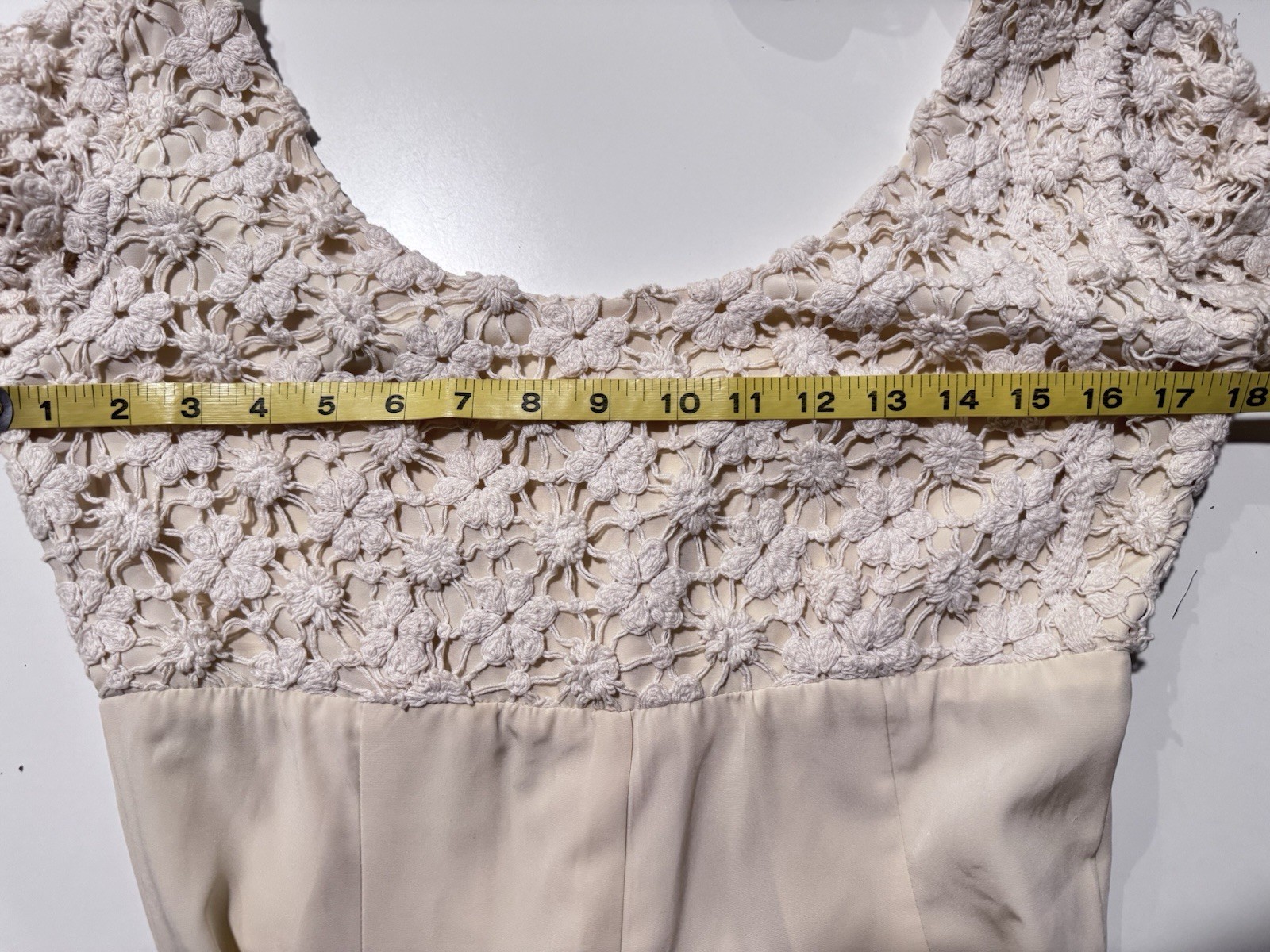 Vintage 70s Halo Sport Fashions Crochet Lace Beige Hippie Boho Jumpsuit Romper