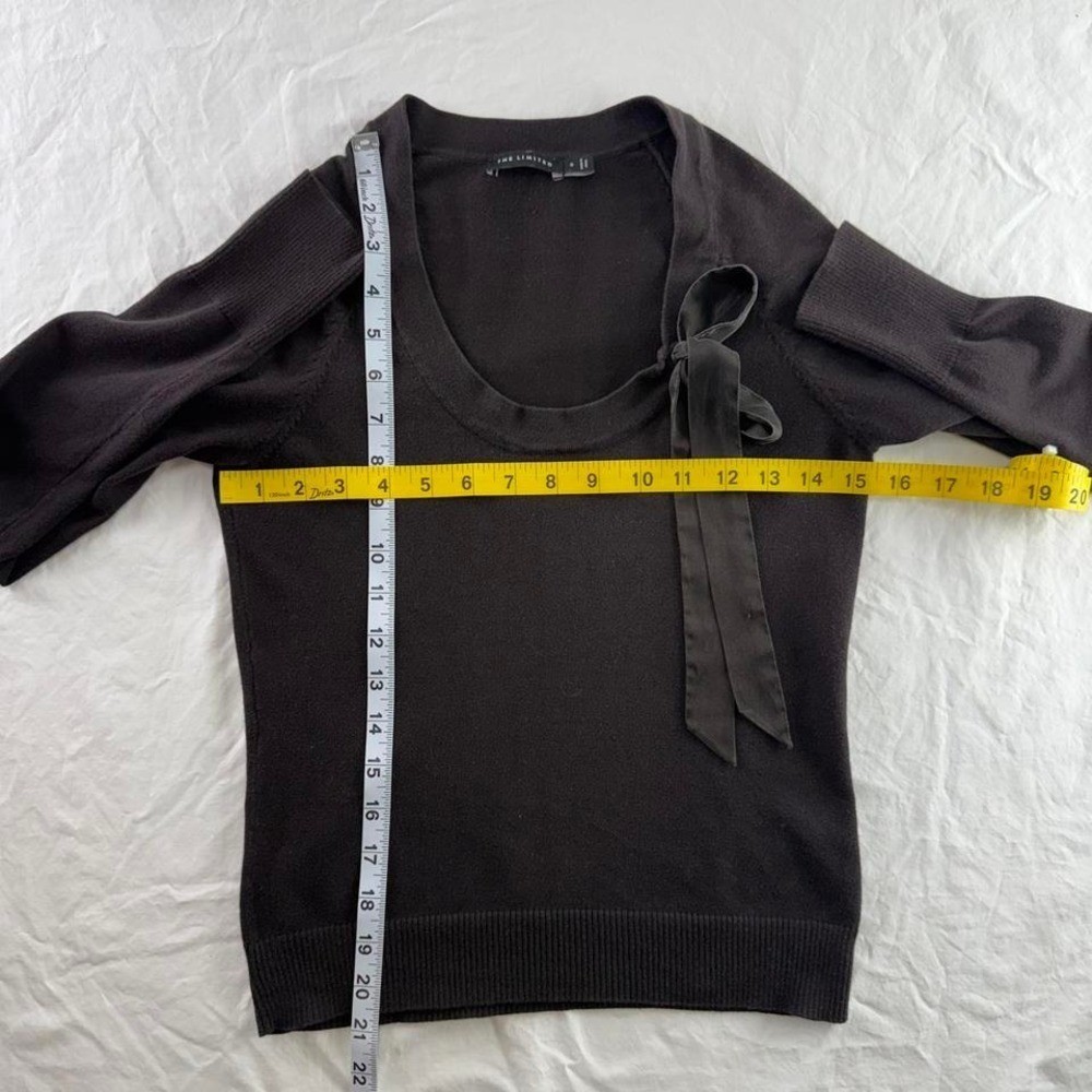 VTG Chocolate Brown Long Sleeve Bow Womens S Y2k Coquette Romantic