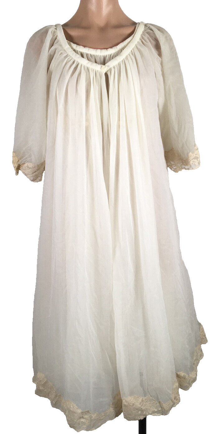 Ro-Vel of California Pegnoir Nightgown Robe Set Small Double Nylon Chiffon USA