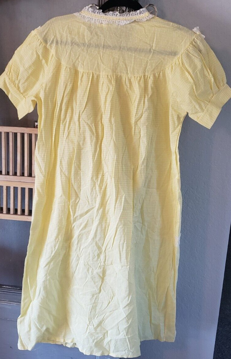 Charm Maid Yellow Gingham Housecoat House Dress Mid Century Modern Estron Med