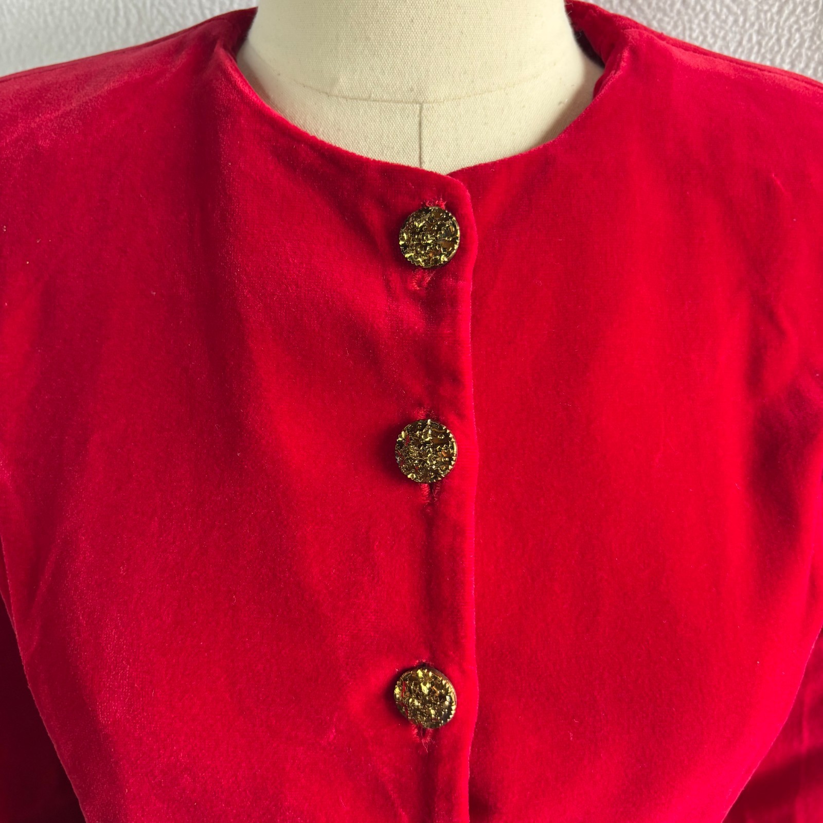 Vtg 1940s 1950s Burgundy Maroon Velveteen Nipped Waist Jacket Top
