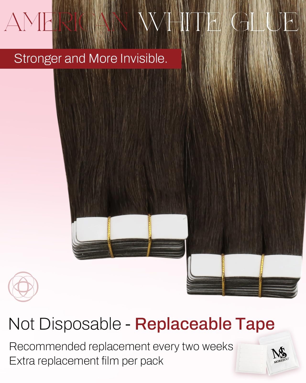 Moresoo Tape in Hair Extensions Human Hair Straight Tape in Extensions Real Hair