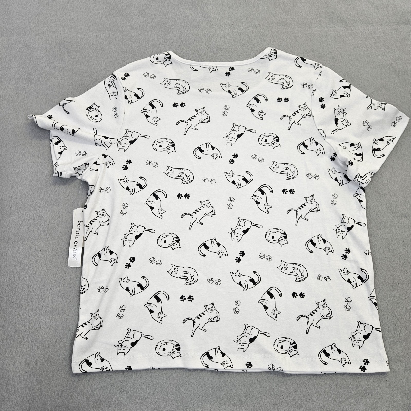 Cat Paw Print Short Sleeve T Shirt Vintage 1990s Bonnie Evans Women’s XL With Ta