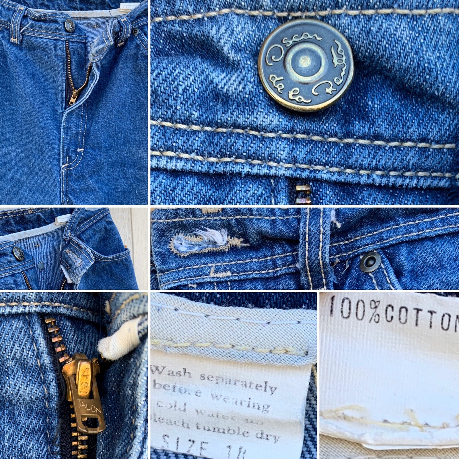 Vintage Oscar de la Renta Jeans size 14 28” Waist Talon 42 Zipper 70s 80s