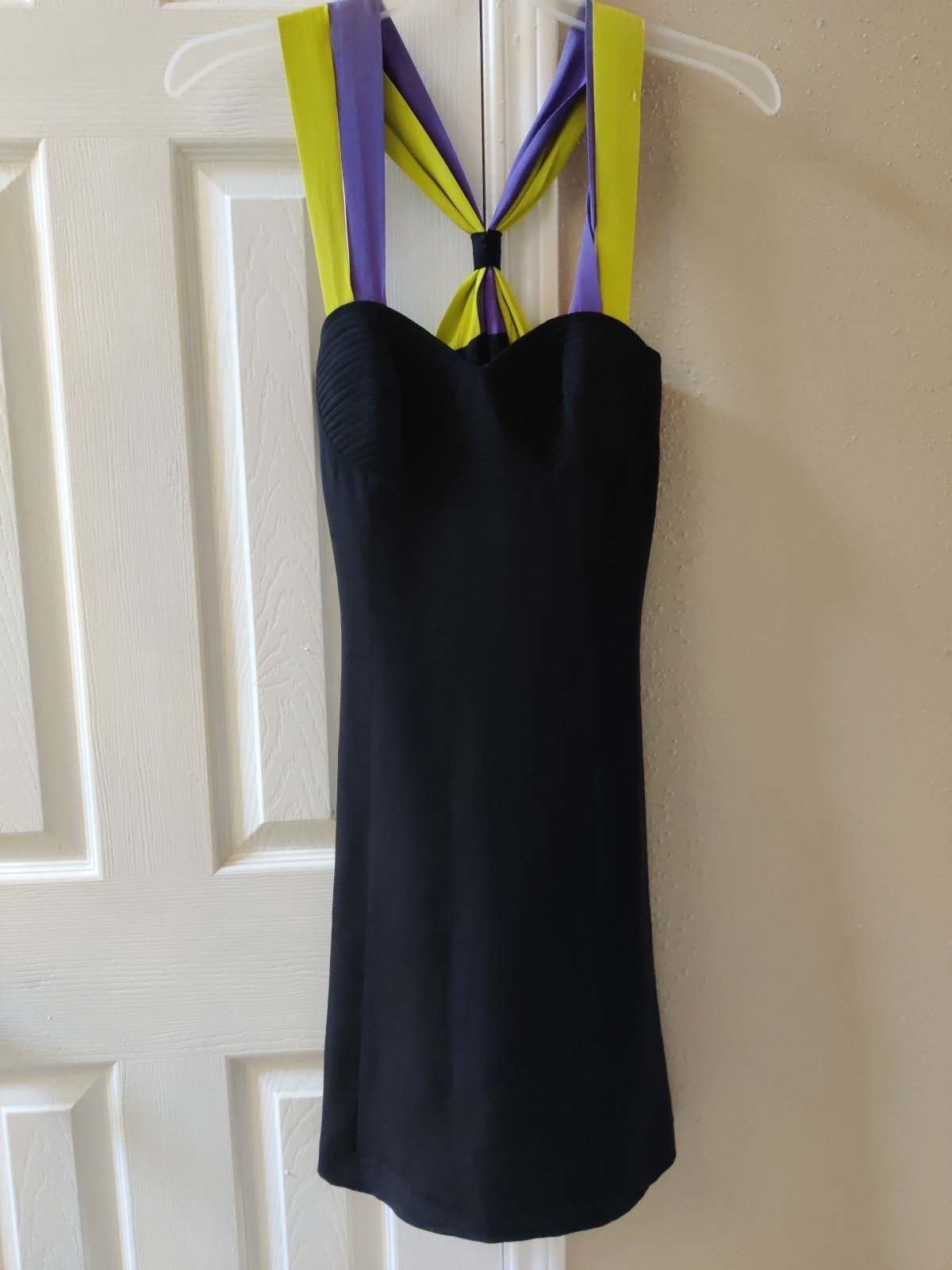Anya Vintage 90s Silk Dress Lime Green Purple Straps Small