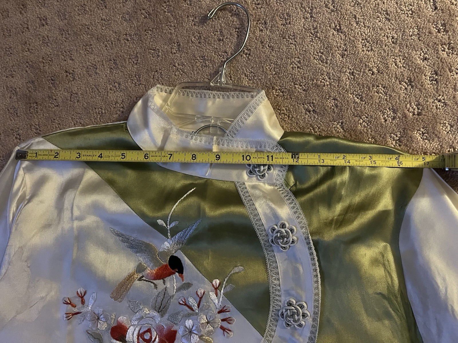 Vintage Antique Chinese Women’s Cream Silk Embroidered Pajamas (Korean war Era)