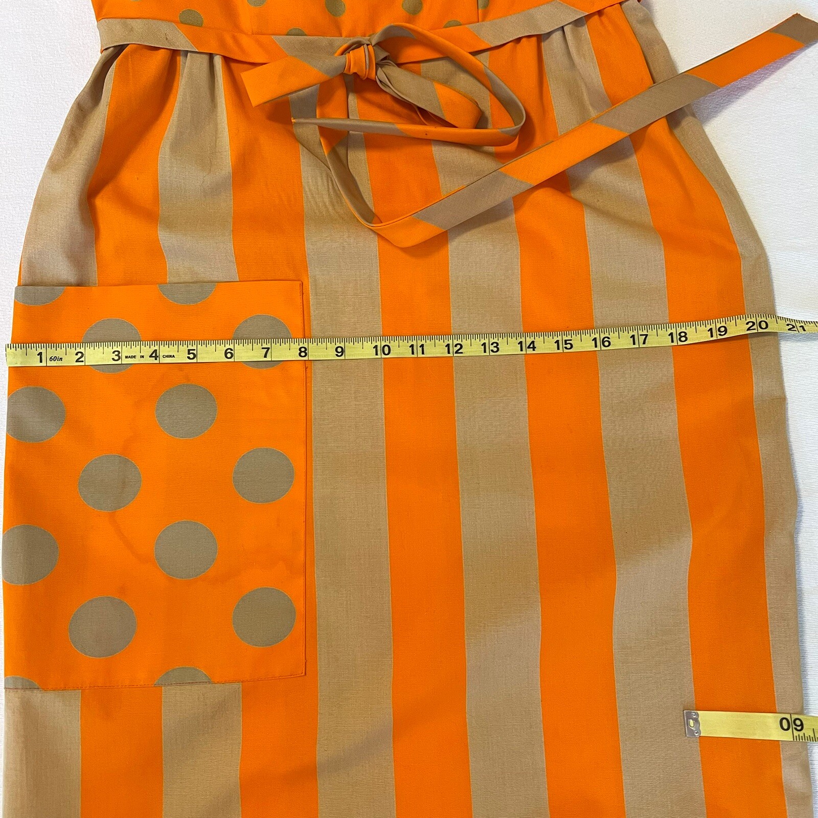 Vintage 60s 70s Jovi Fashion Dress Orange Gold Dots Stripes Twiggy Mad Men