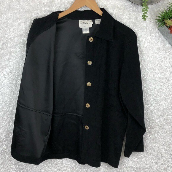 Vintage Wearable Art Maxi Dress Jacket Set Black Microsuede Y2K 1999 Size M