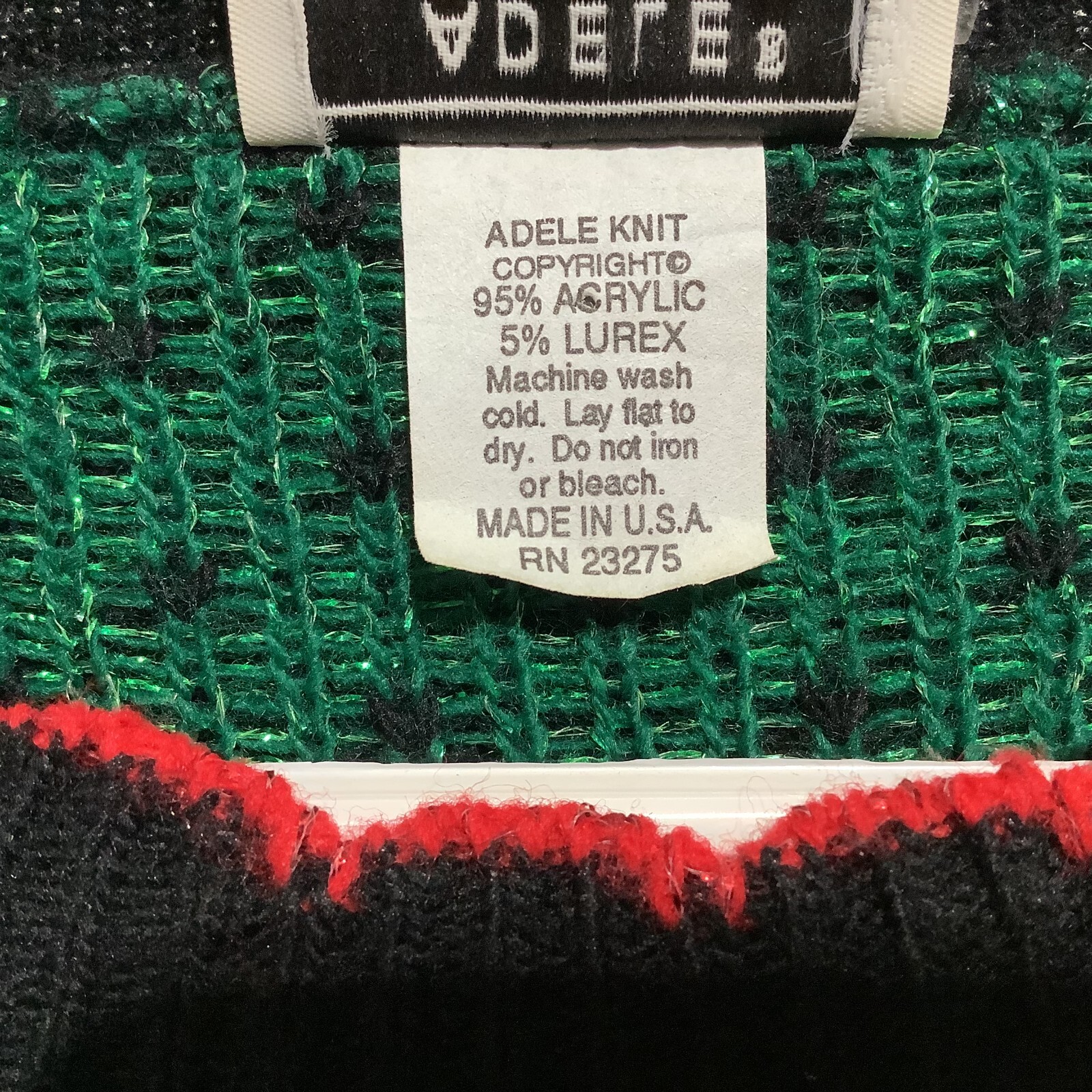Adele Knitwear Sweater Poinsettia Glittery Christmas Holiday Party XL** USA Made