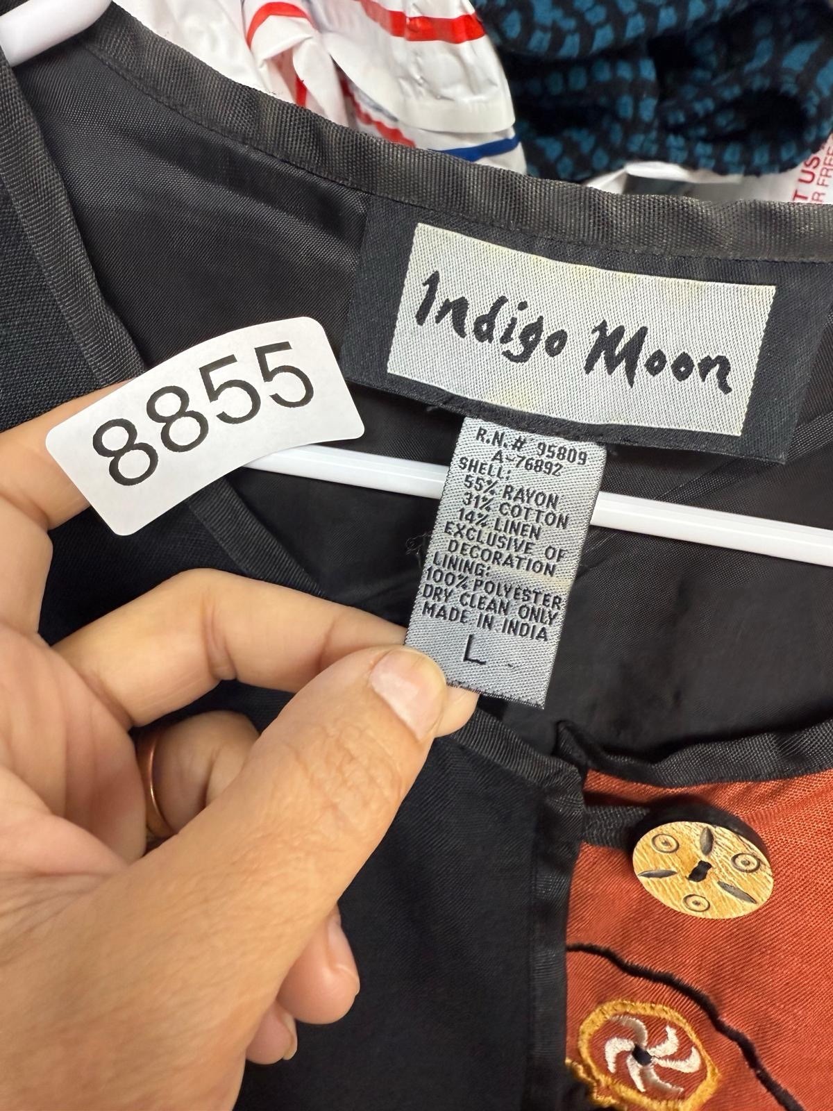 Vintage Indigo Moon Jacket Women Embroidered Art To Wear Patchwork Size L