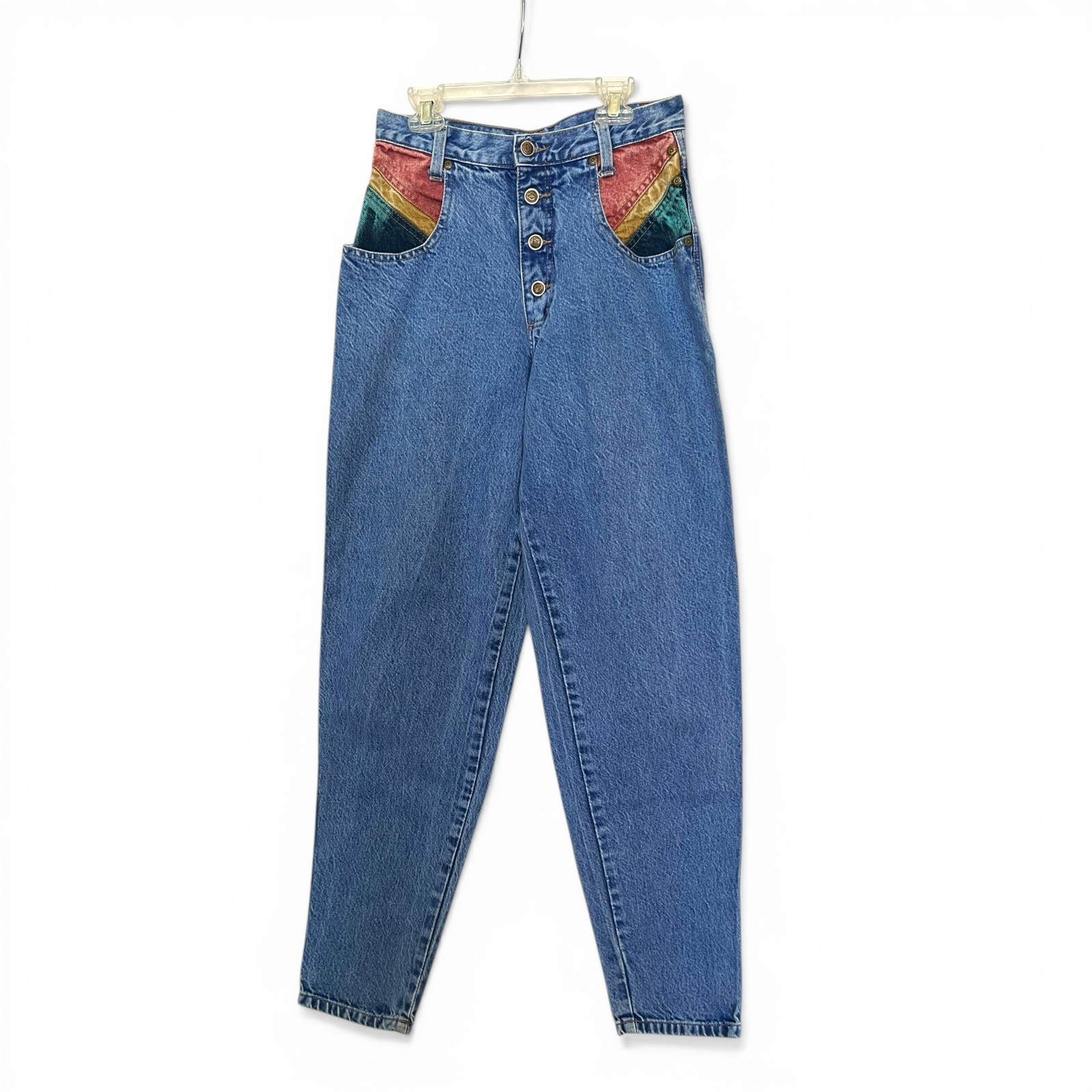 Vintage 90s Zena Jeans 27 X 31 Color Block High Rise Mom Acid Wash New Wave