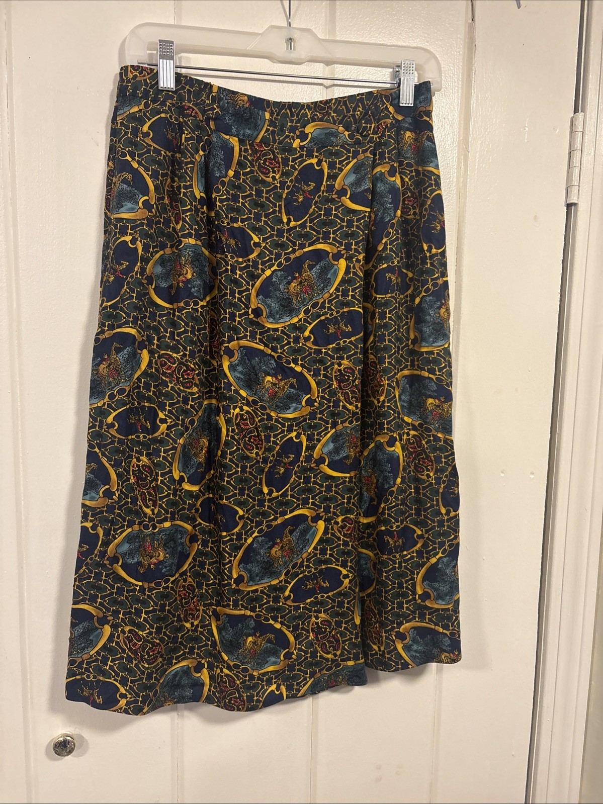 Pendleton Vintage 80s Equestrian Chain Stretch Skirt Sz 12 Tall Horse