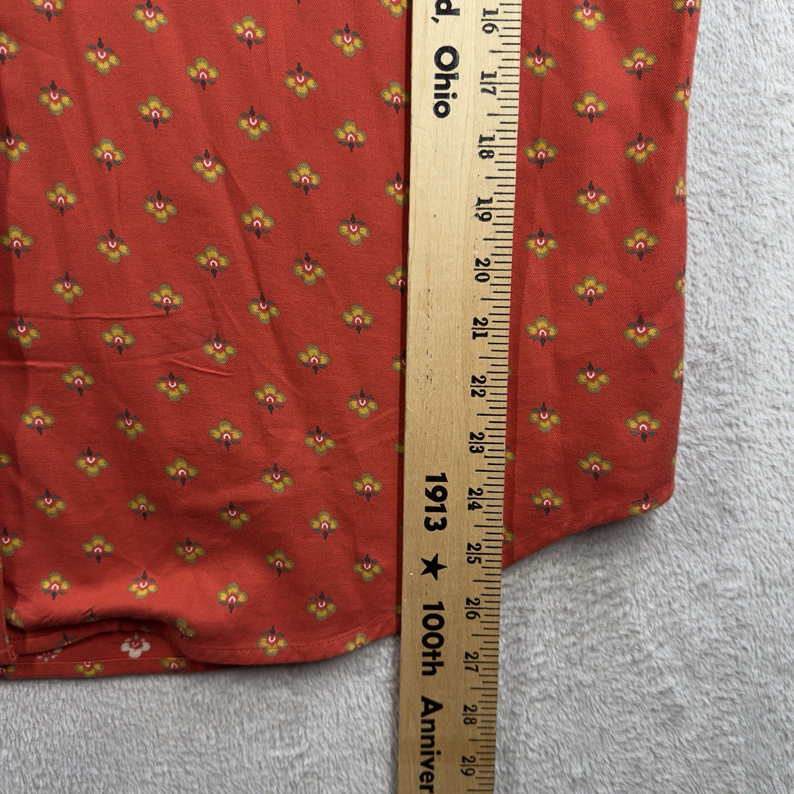 DOCKERS Vintage Rust Red Ditsy Floral Button Front Shirt Women’s M Shoulder Pads