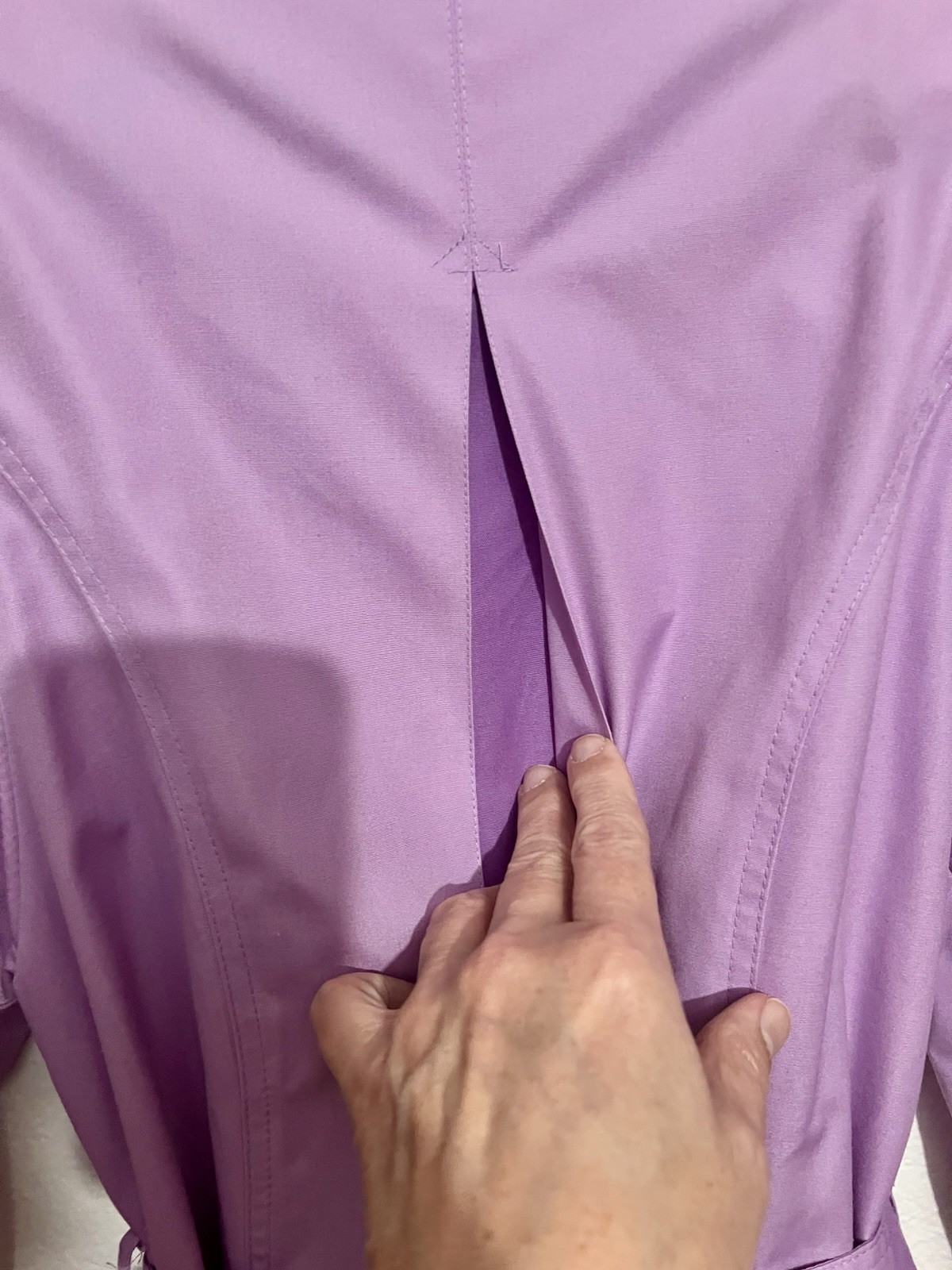 Vtg Purple Trench coat Belted Women’s Puff Sleeve 80s Raincoat Retro Long Coat S