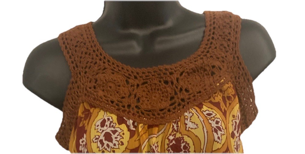 y2k top women Boho Paisley With Crochet Lace Hippie Earth Fairy Vintage