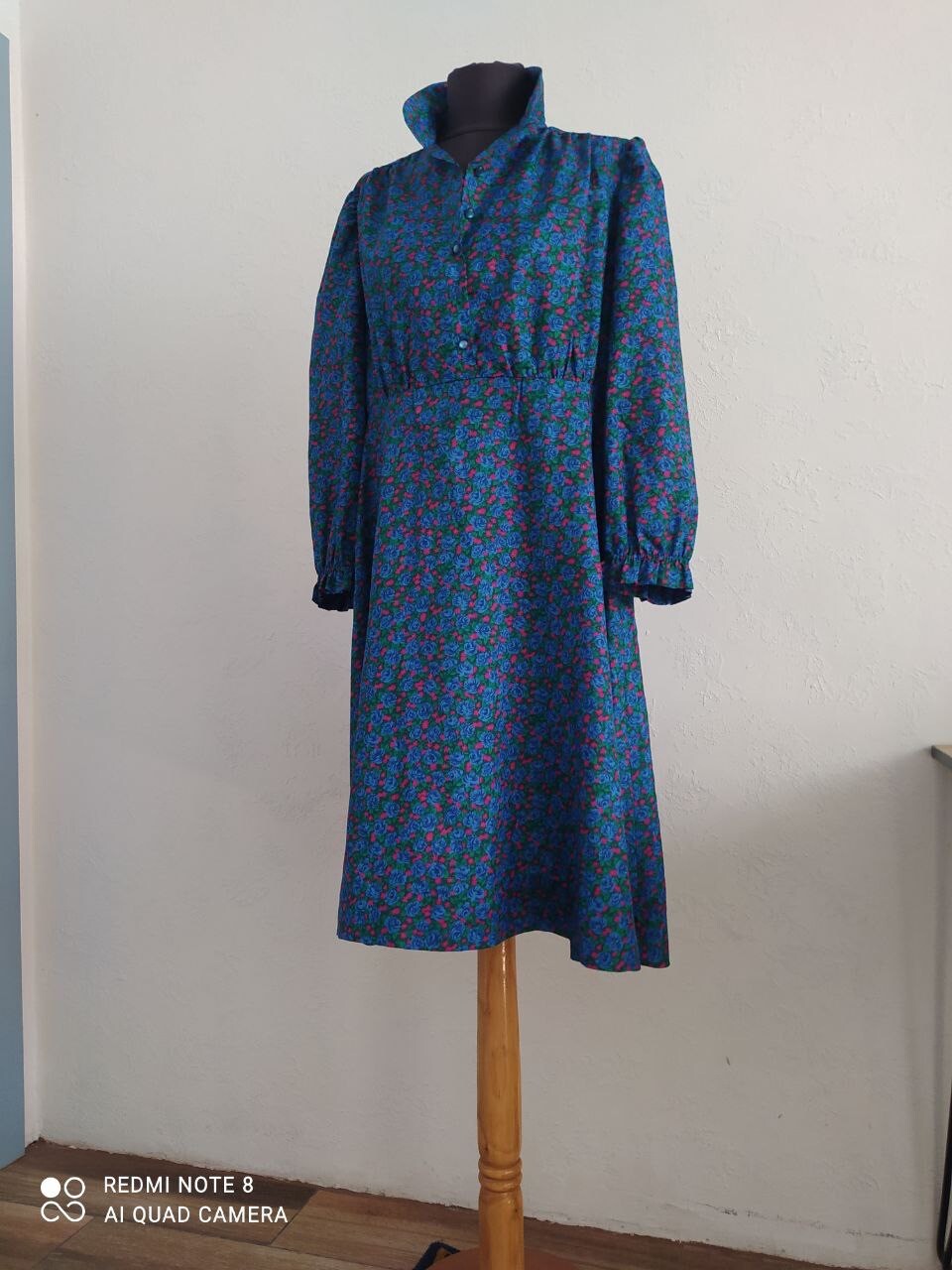 Vintage Women’s Dress Retro Maxi Long Floral Handmade Unbranded, UK 14, US 12