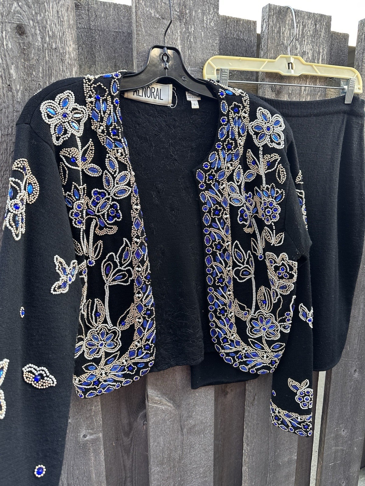 Vintage 1990s Alinoral Embellished Cardigan (Large) and Skirt (Medium) Set – GUC