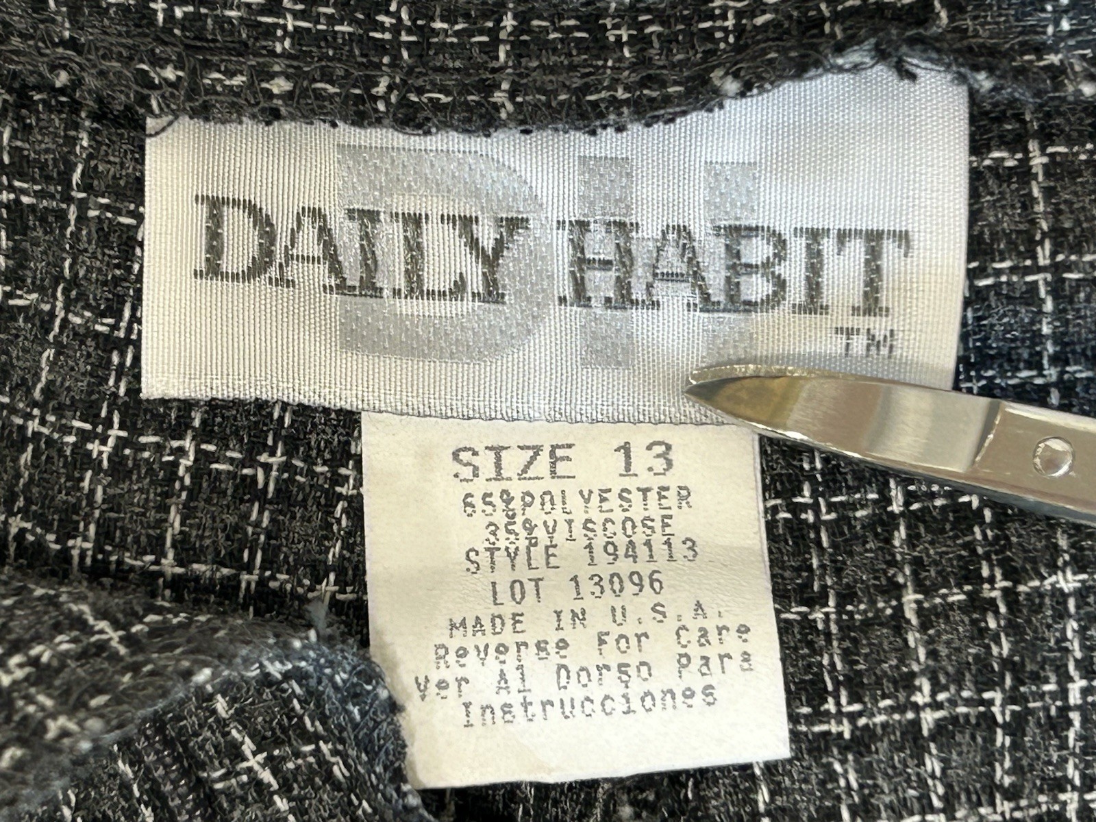 NOS VTG Grey Plaid Check High Waist Baggy Pleats Annie Hall Keaton Pants 28×28.5