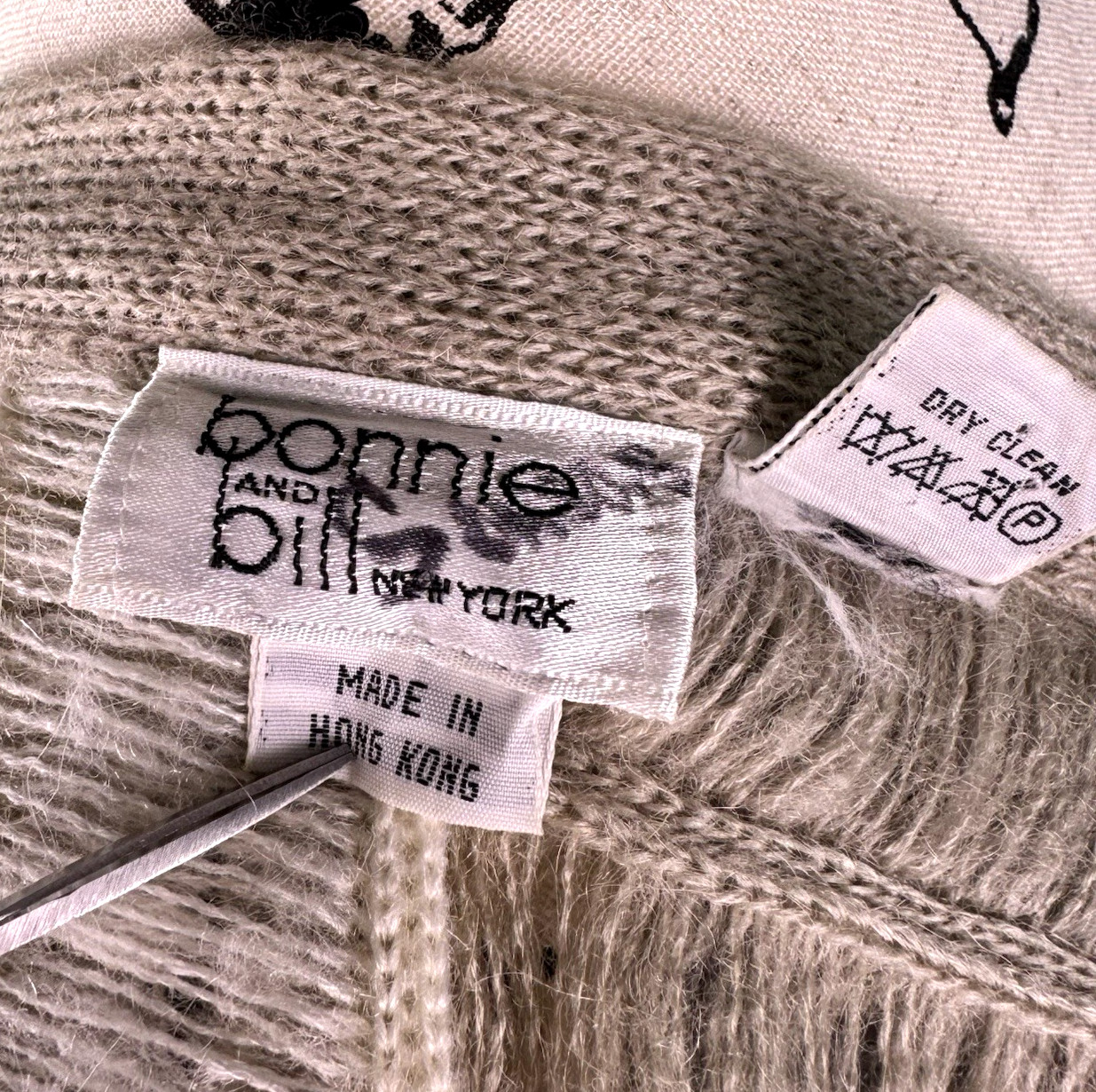 Textured Cardigan Sweater Mohair Patchwork Neutrals Vtg 80s Women Sz M Quiet Lux