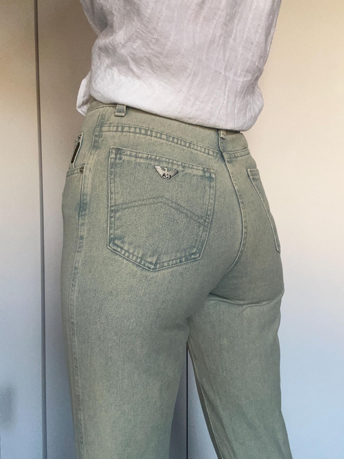 vintage Armani jeans / 80s womens high waist tapered denim