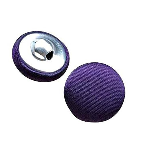 20 Pcs Satin Covered Metal Shank Buttons Cloth Buttons for Wedding 23 mm Purple