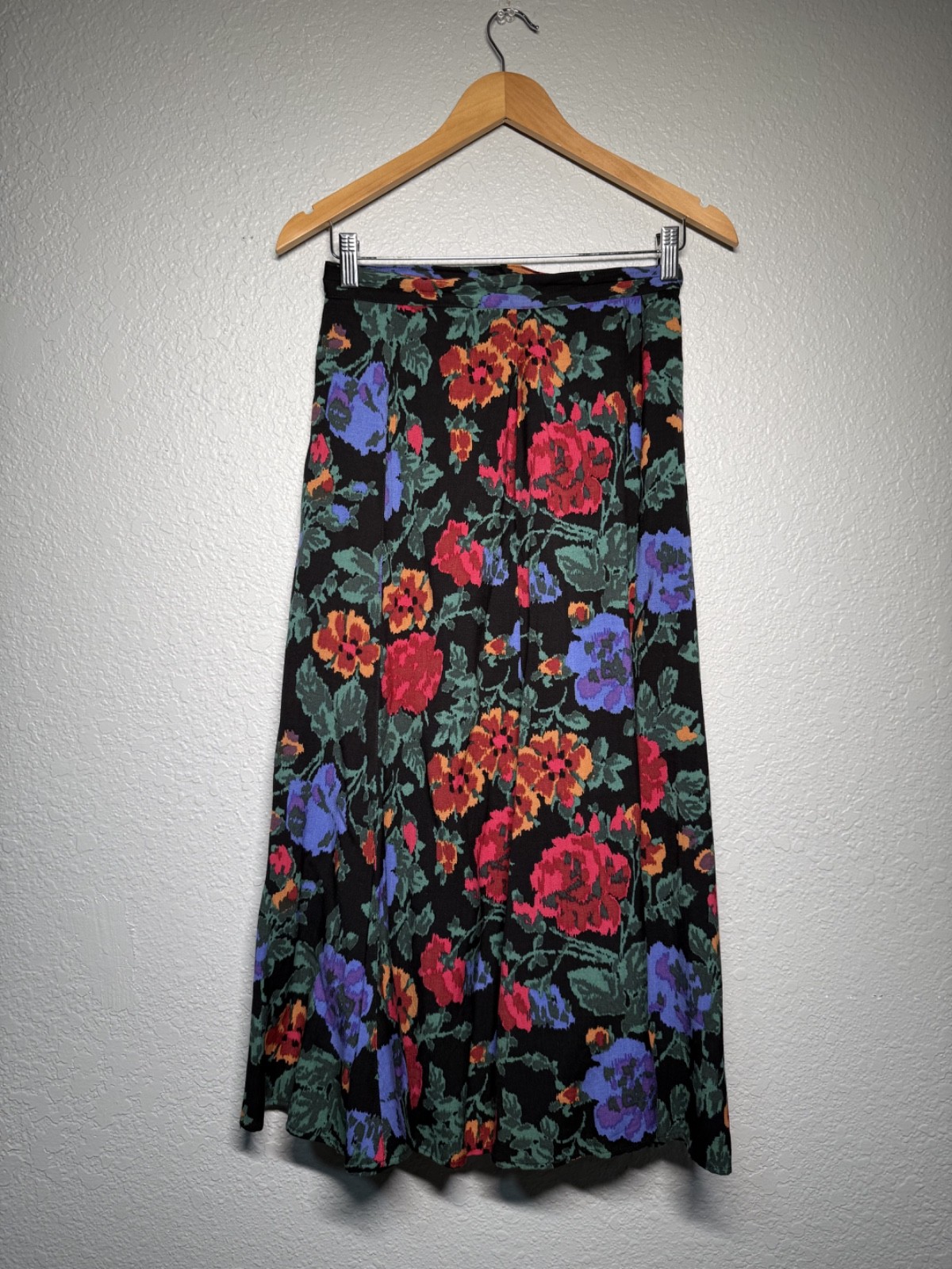 vintage 90s cottagecore y2k black floral soft maxi festival skirt