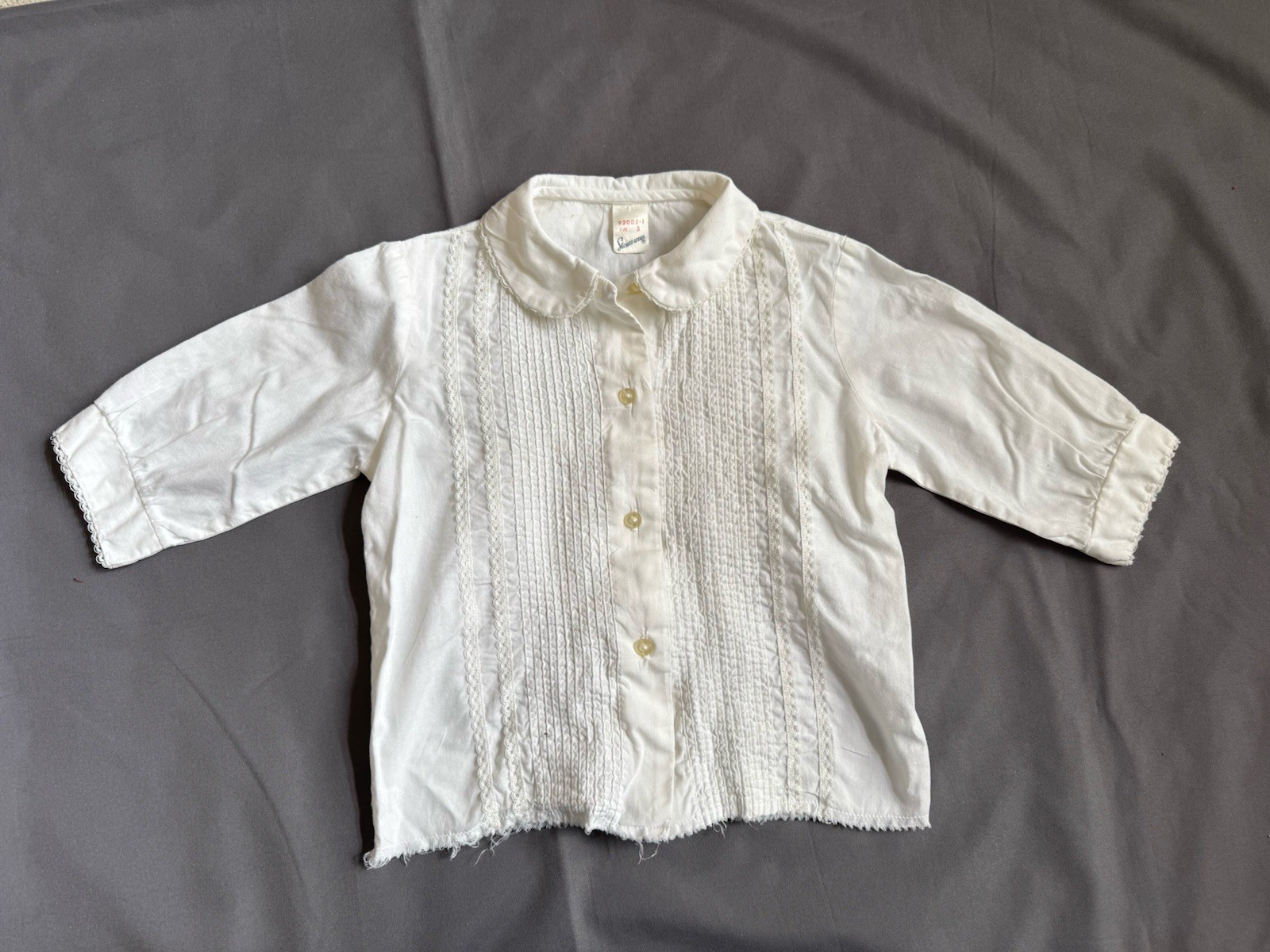 Vintage Stoneswear Girls Blouse 1960s sz 5 Lace Trim Pleats Detail Top Shirt