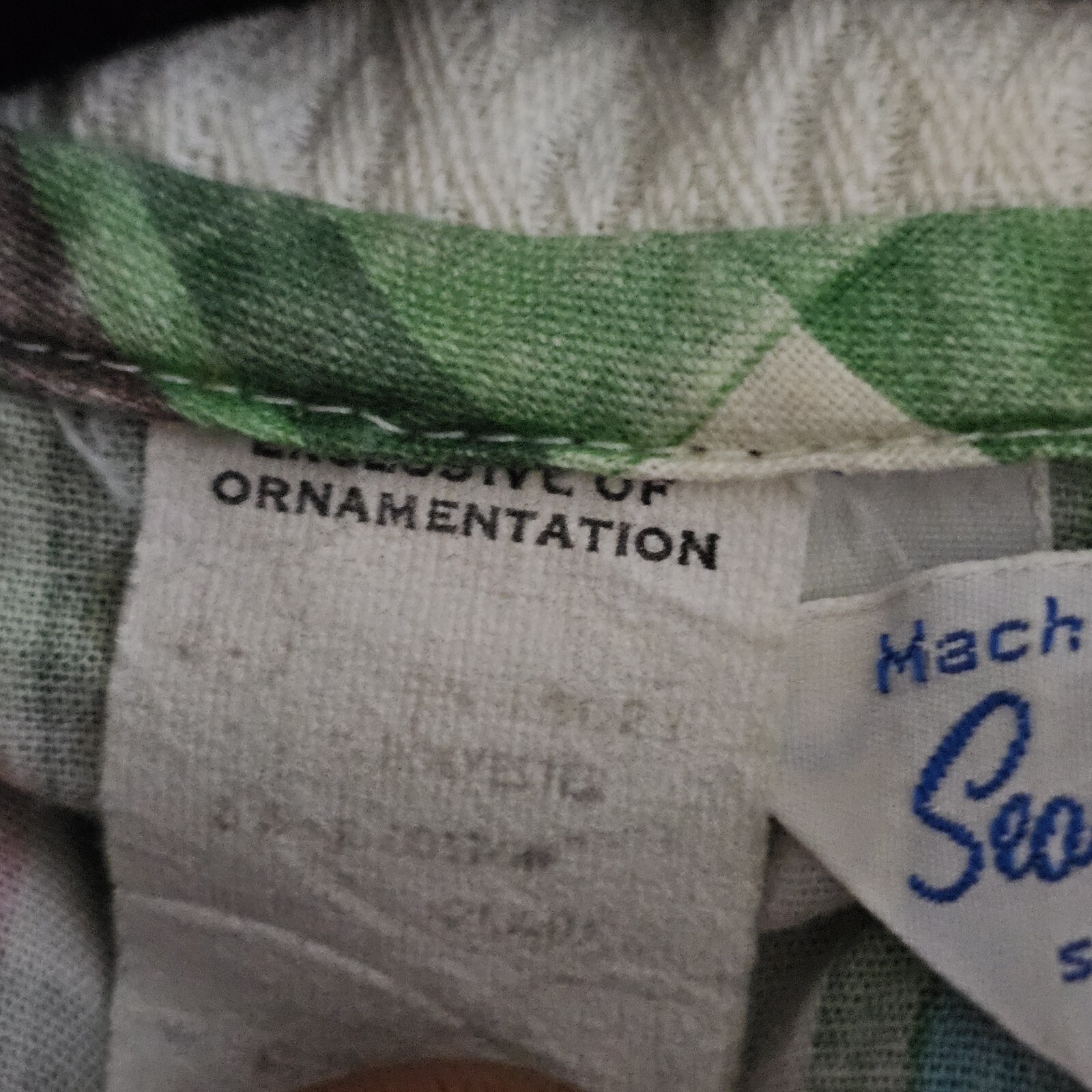 VTG Sears Fashions Shortsleeve Blouse Plaid Pastel Green Collared Cotton 70s 14