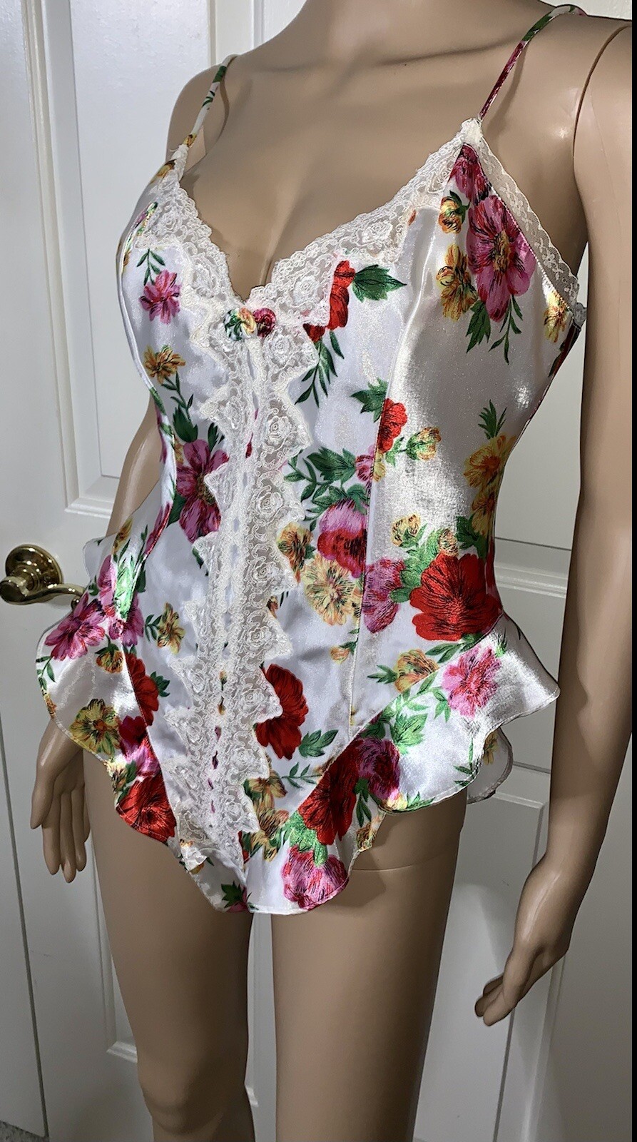 Vintage VICTORIA’S SECRET Second Skin SATIN BODYSUIT Bra PANTY M Sissy Lingerie