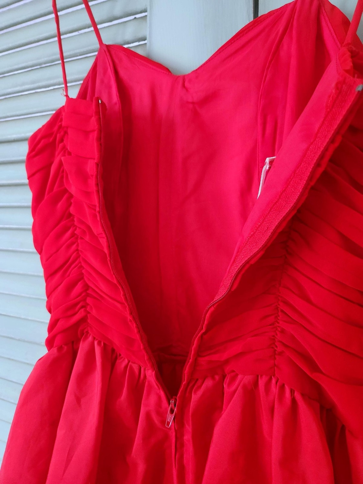 1970s Vintage Ruched Red Party Dress: Joy Stevens, Women’s Small