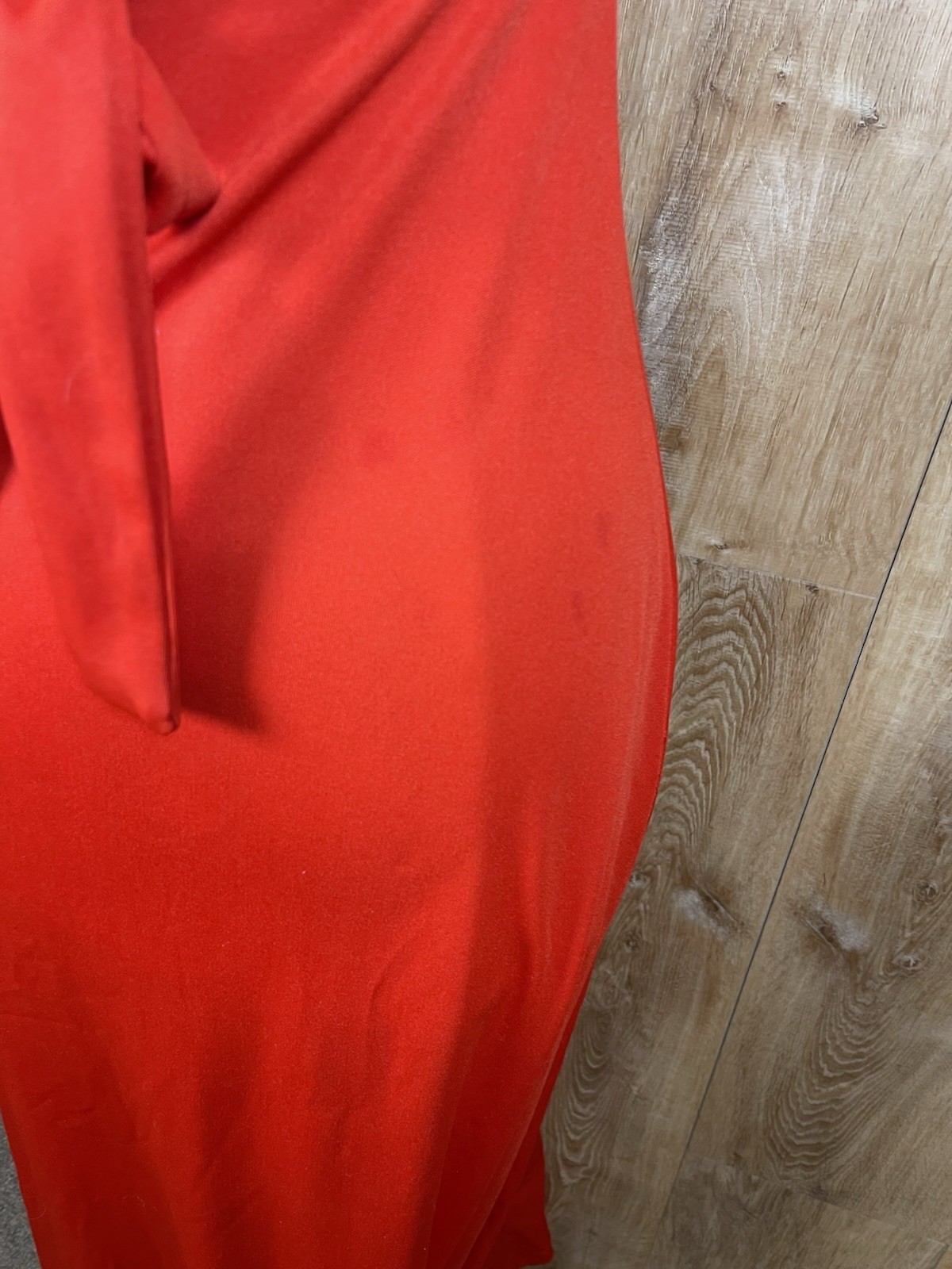 Vintage 1970’s Orange Red Halter Maxi Dress W Rhinestones As Is