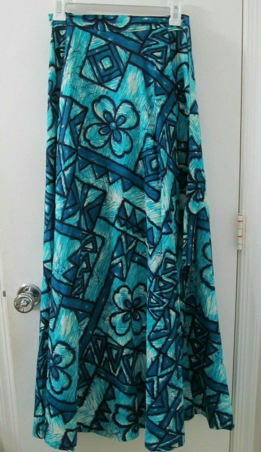 UI-MAIKAI Hawaiian Barkcloth MAXI WRAP SKIRT VTG 1960s no size S?